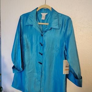 New, Blue Button Down Blouse